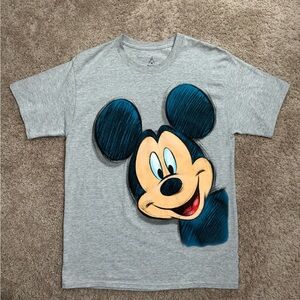 Disney Parks Mickey Mouse Peek-A-Boo Sketch Tee - Hanes - Medium - Heather Grey